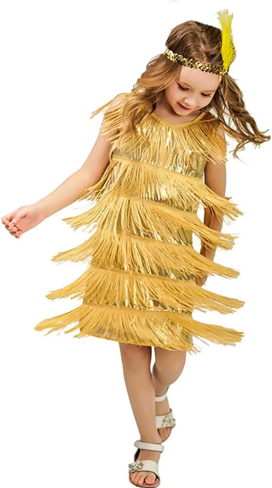 ABAFIP Girls 1920s Flapper Dress Fringe Tassel 20s Party Halloween Concert Festival Outfits
