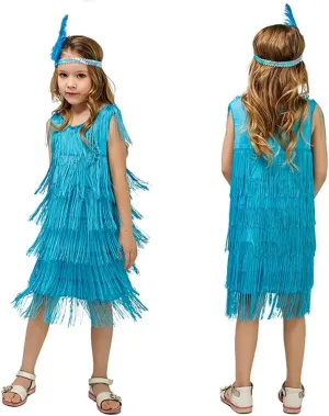 ABAFIP Girls 1920s Flapper Dress Fringe Tassel 20s Party Halloween Concert Festival Outfits