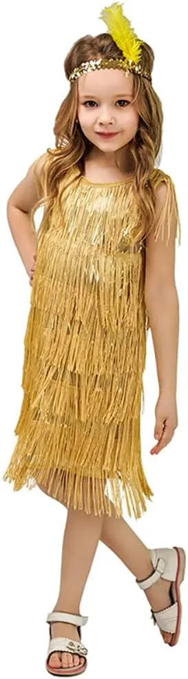 ABAFIP Girls 1920s Flapper Dress Fringe Tassel 20s Party Halloween Concert Festival Outfits