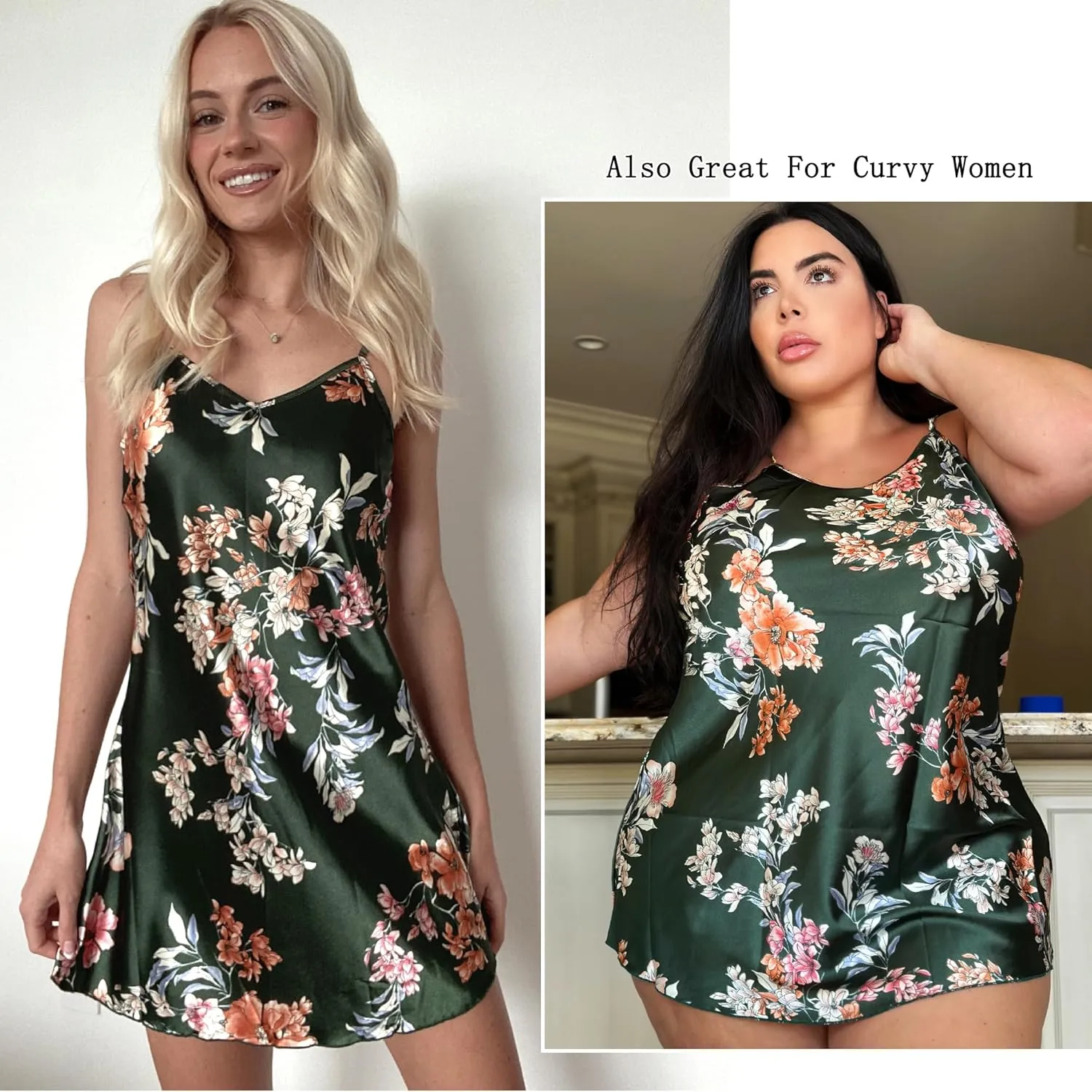 Avidlove Satin Nightgowns for Women Babydoll Lingerie Slip Dress Sexy Sleepwear V Neck Nighty Chemise