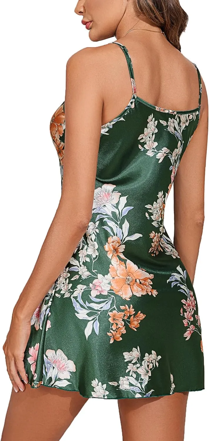 Avidlove Satin Nightgowns for Women Babydoll Lingerie Slip Dress Sexy Sleepwear V Neck Nighty Chemise