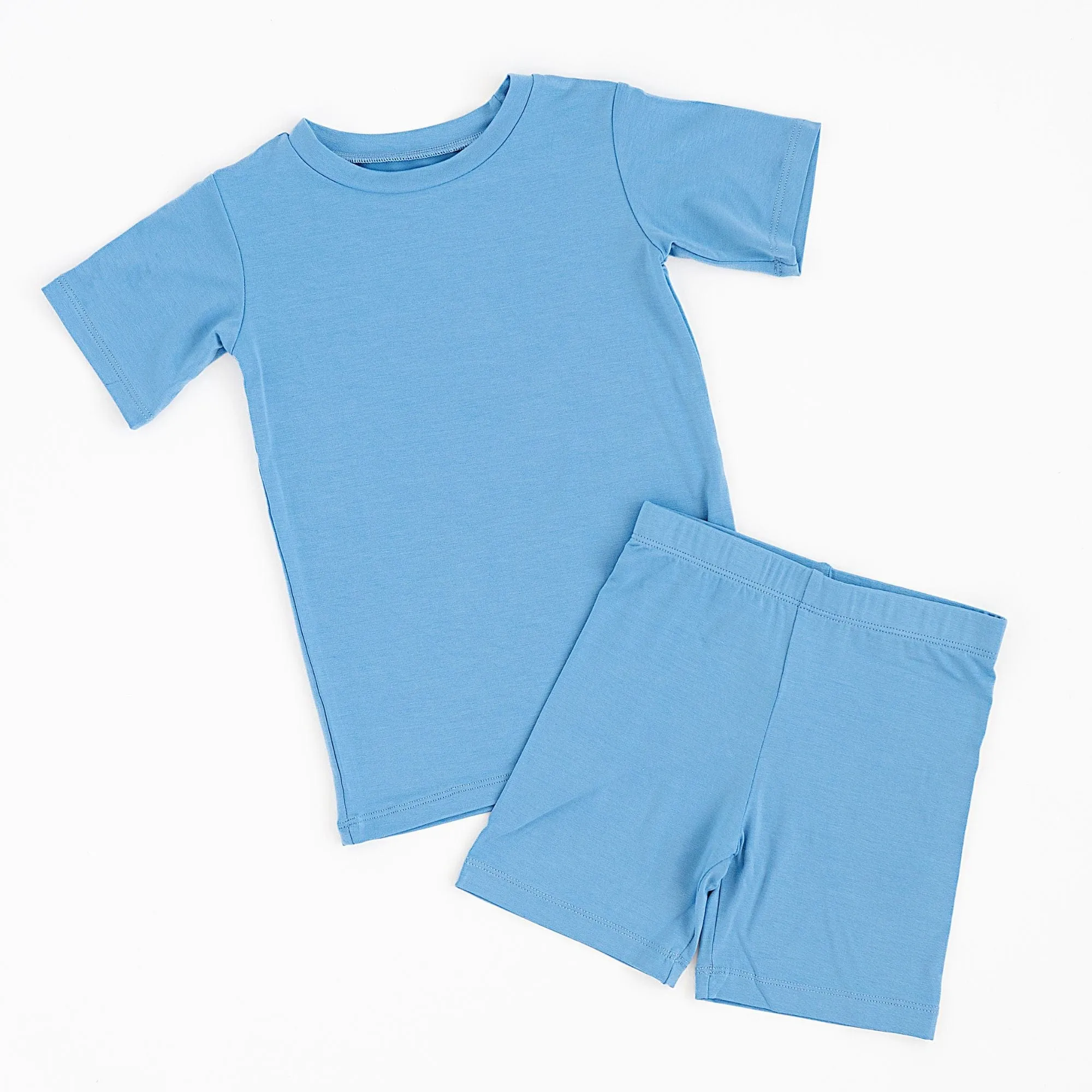 Baby Blue Two-Piece Pajama Shorts Set