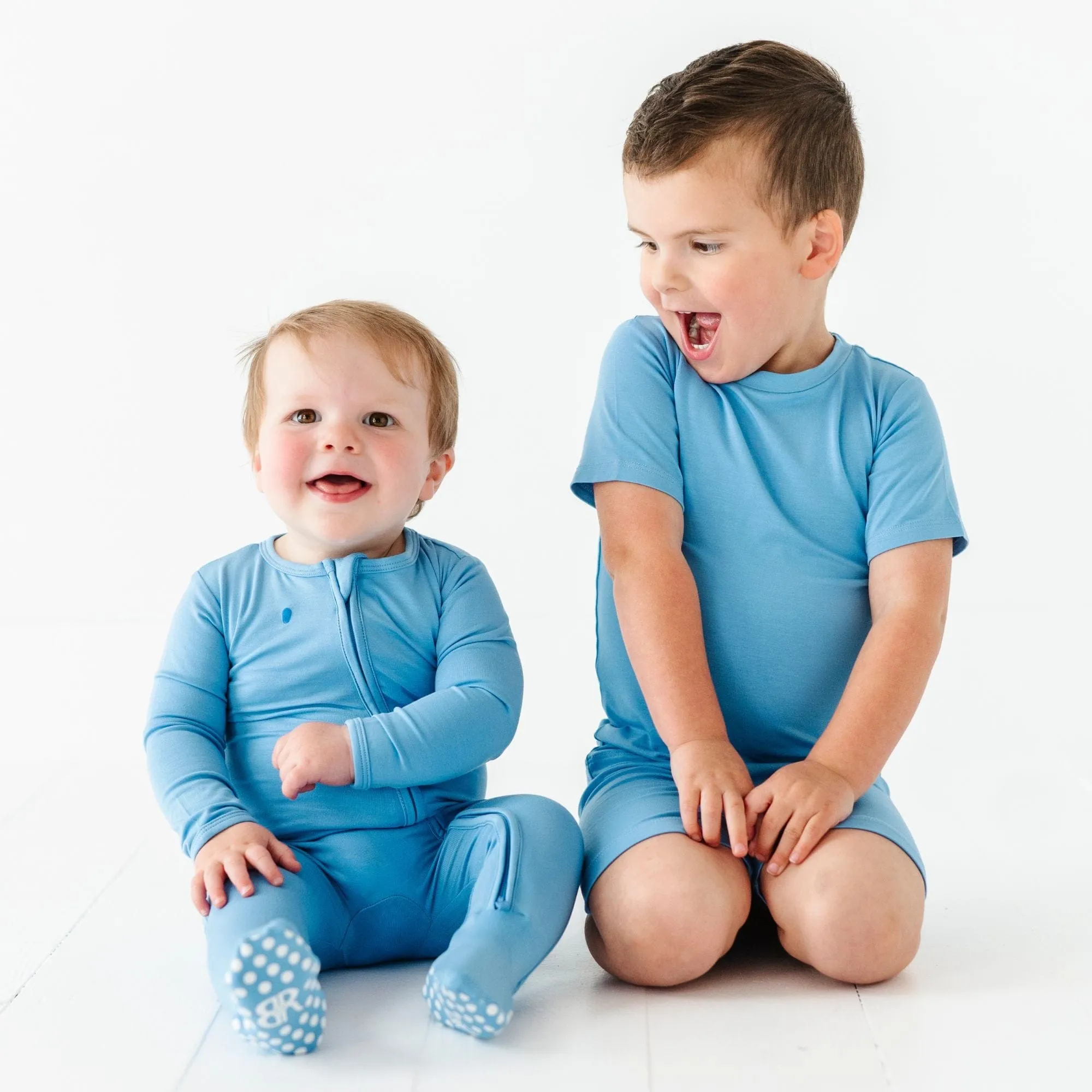 Baby Blue Two-Piece Pajama Shorts Set