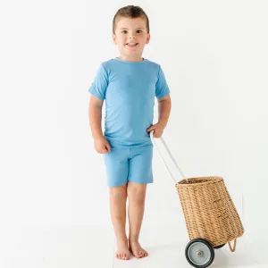 Baby Blue Two-Piece Pajama Shorts Set
