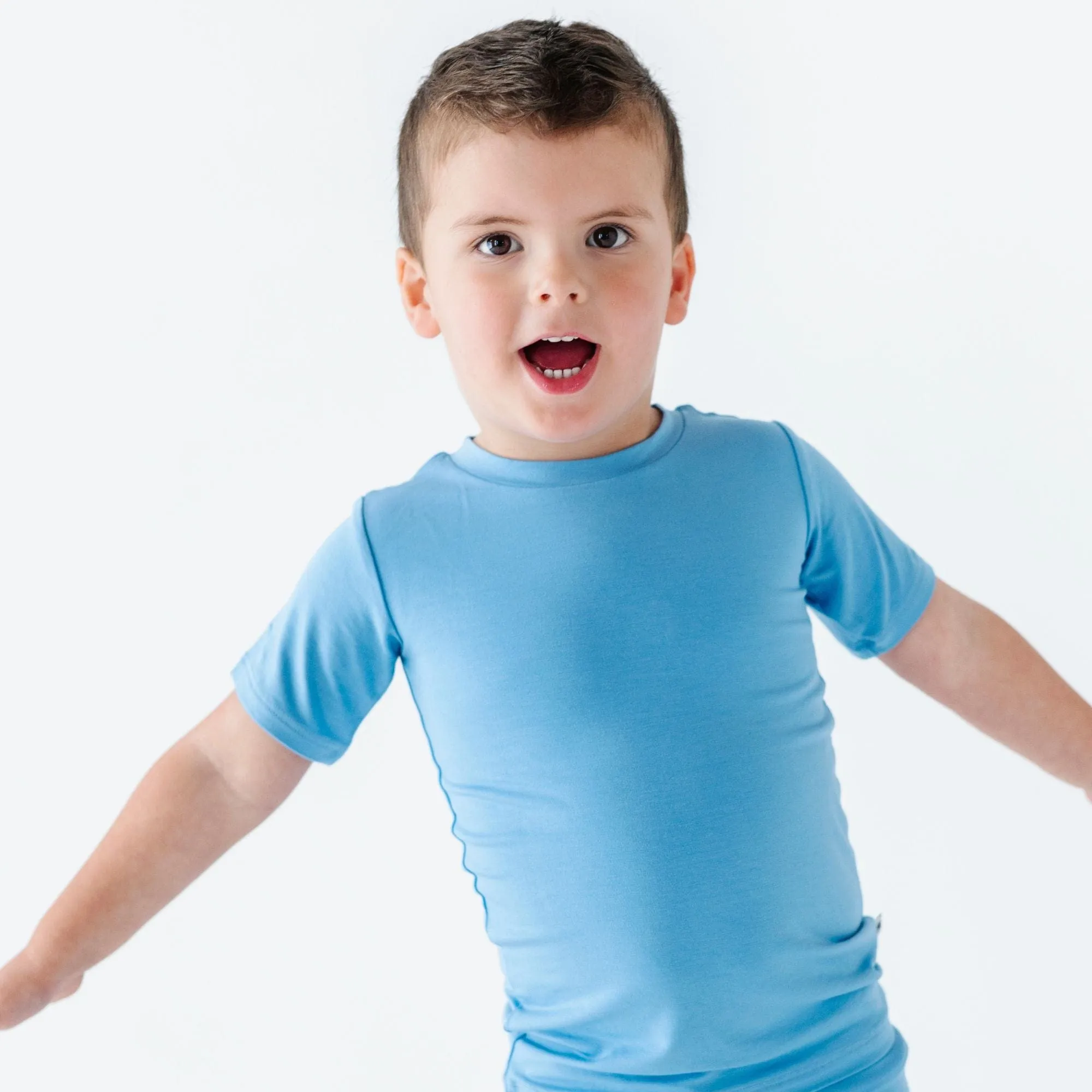 Baby Blue Two-Piece Pajama Shorts Set