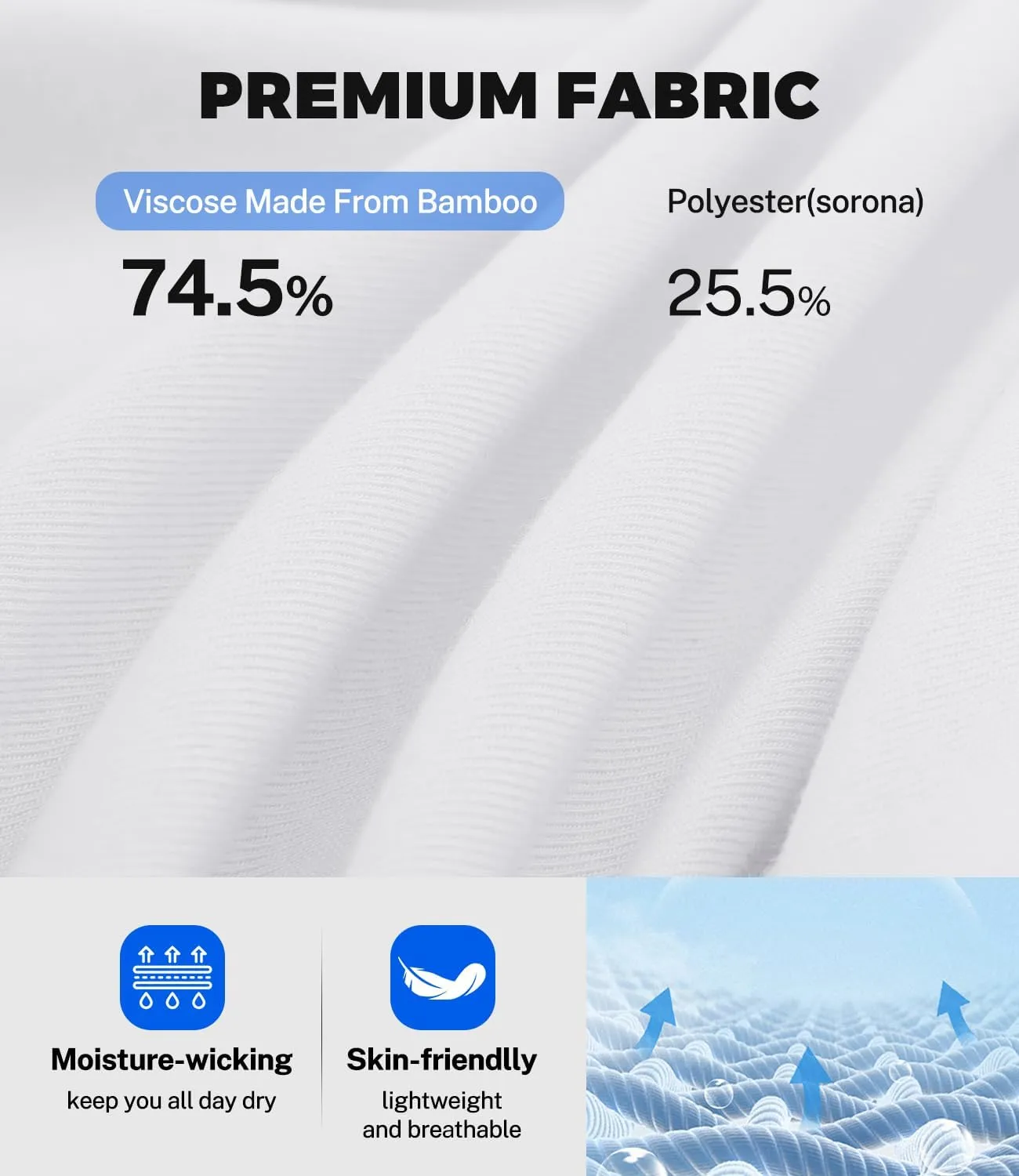 BAMBOO COOL Men's Polo Shirts Slim Fit Moisture Wicking Golf Shirts Performance Short Sleeve for Men
