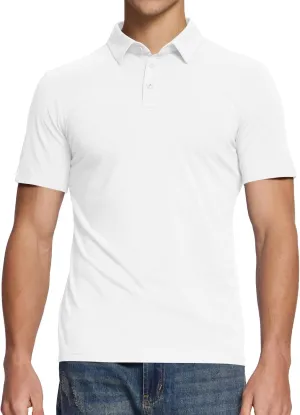 BAMBOO COOL Men's Polo Shirts Slim Fit Moisture Wicking Golf Shirts Performance Short Sleeve for Men