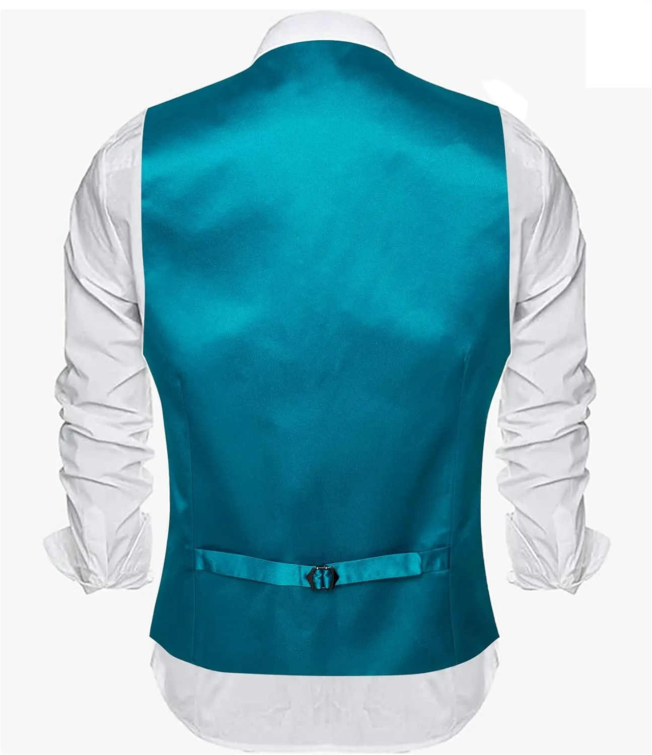Barry.Wang Mens Satin Suit Vest Formal/Leisure V-neck 2 Pockets Wedding Party Tuxedo Waistcoat