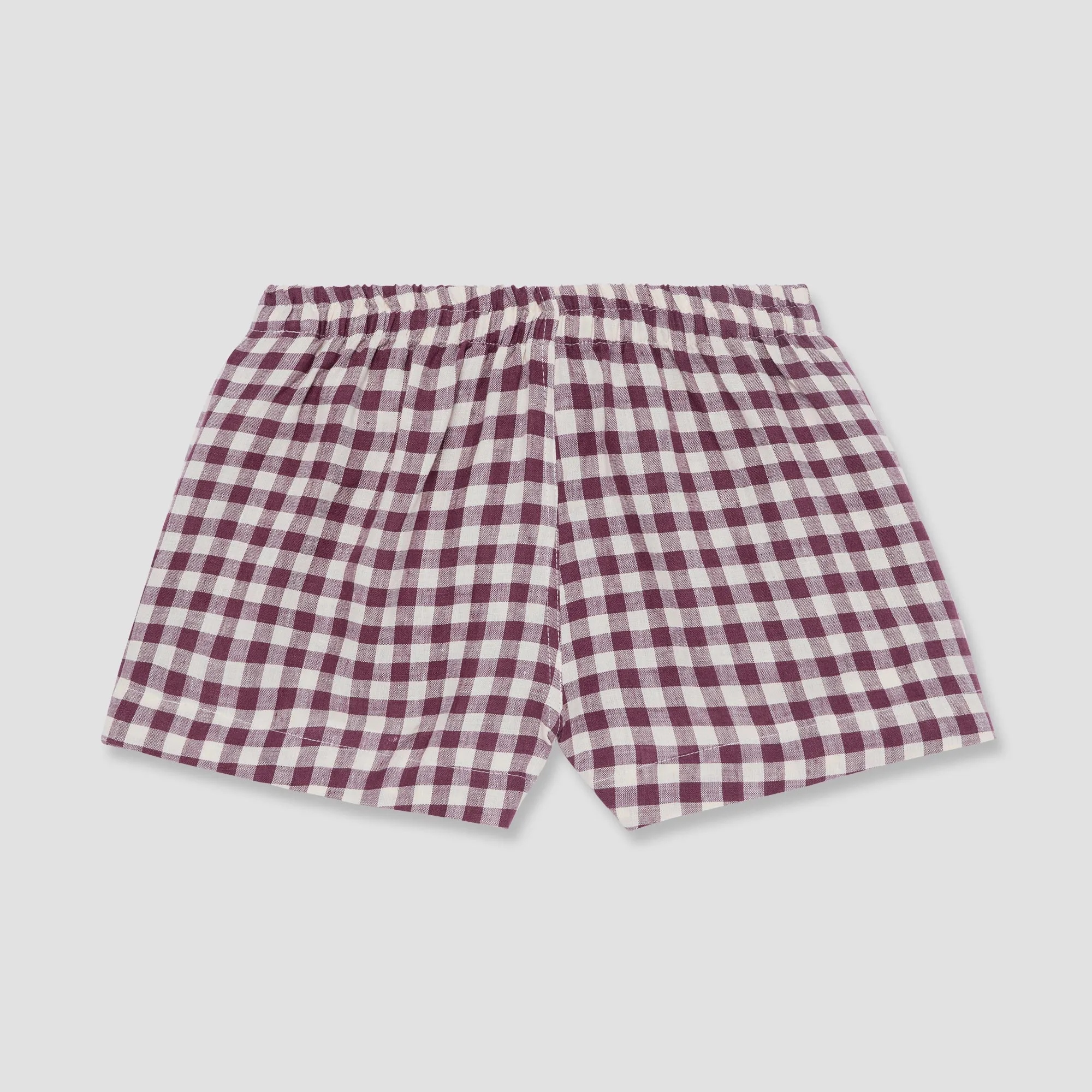 Berry Gingham Pajama Shorts Set
