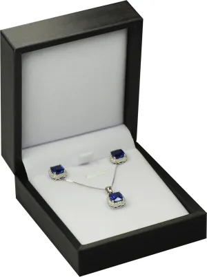 Black Color Necklace Earring Set Gift Box Luxury Soft Touch PU Leather Material Necklace Pendant Chain Jewelry Storage Box Size 2.87"(W)*3.35(D)*1.38(H)