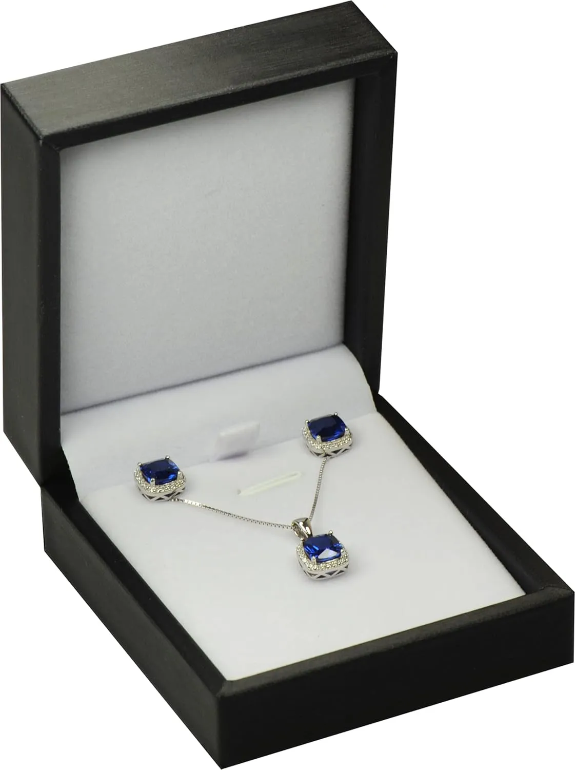 Black Color Necklace Earring Set Gift Box Luxury Soft Touch PU Leather Material Necklace Pendant Chain Jewelry Storage Box Size 2.87"(W)*3.35(D)*1.38(H)