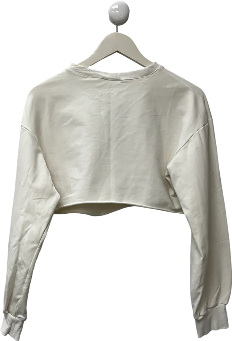bo  tee White Long-sleeved, Cropped Pullover UK L