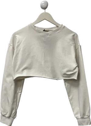 bo  tee White Long-sleeved, Cropped Pullover UK L