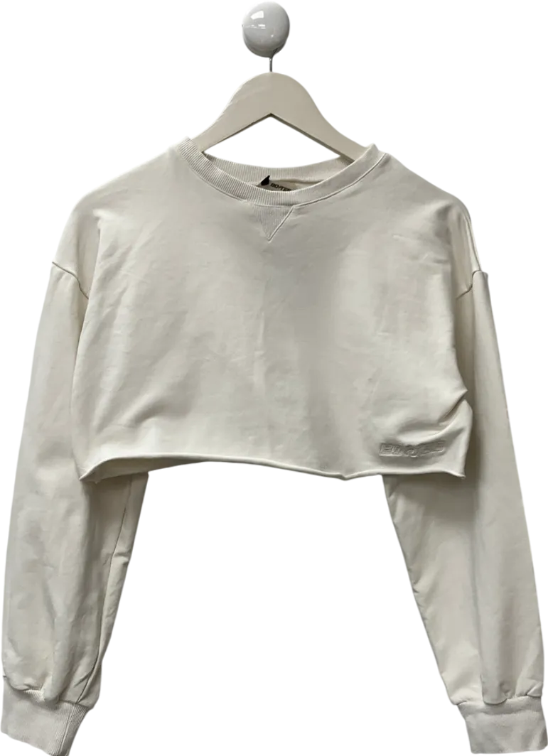 bo  tee White Long-sleeved, Cropped Pullover UK L