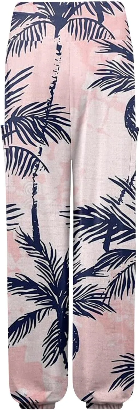 Boho Pants for Women Summer Loose Long Pant Yoga Comfy Work Pockets Trousers Casual Flowy Hippie Clothes