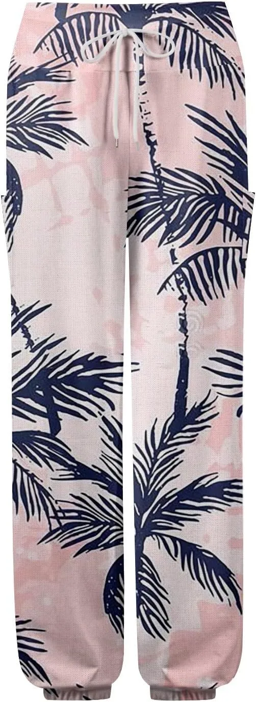 Boho Pants for Women Summer Loose Long Pant Yoga Comfy Work Pockets Trousers Casual Flowy Hippie Clothes