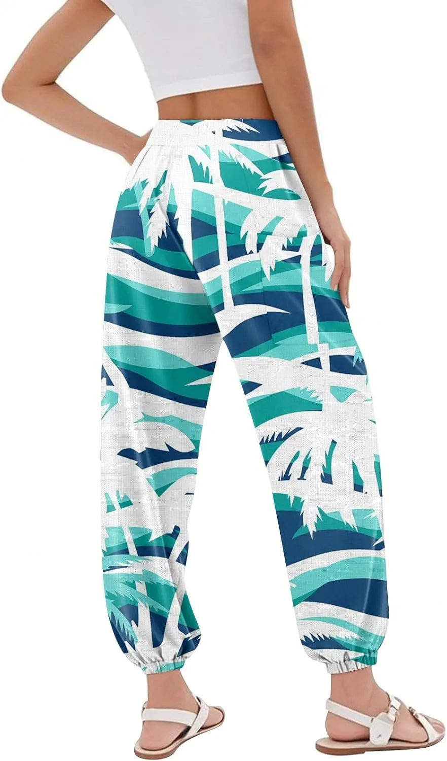 Boho Pants for Women Summer Loose Long Pant Yoga Comfy Work Pockets Trousers Casual Flowy Hippie Clothes