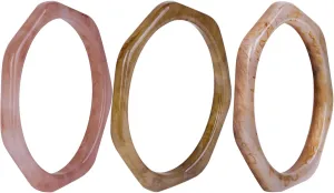 Caiyao 3Pcs Acrylic Resin Tortoiseshell Acetate Plate Cuff Wristbands Geometric Colorful Irregular Stackable Plastic Round Bangle Bracelet Jewelry for Women Teens