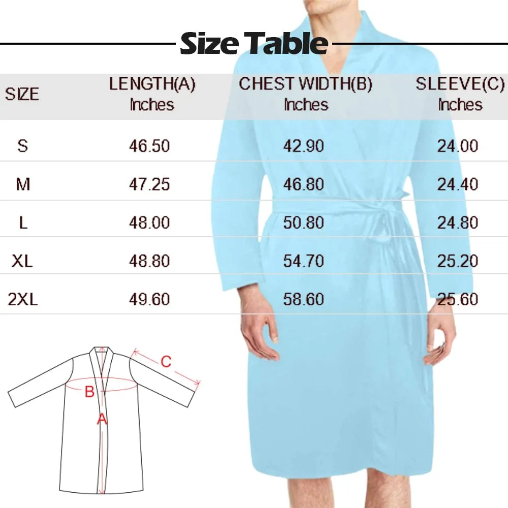 Custom Face Long Sleeve Belted Night Robe for Women Men Black Personalized Pajama Kimono Robe