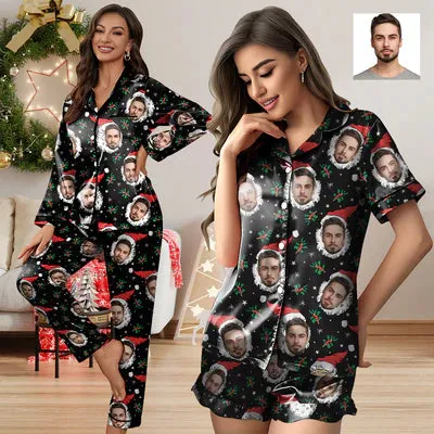 Custom Face Satin High Quality Pajama Set Silky Comfortable Sleepwear Loungewear