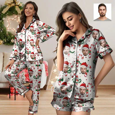 Custom Face Satin High Quality Pajama Set Silky Comfortable Sleepwear Loungewear