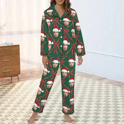 Custom Face Satin High Quality Pajama Set Silky Comfortable Sleepwear Loungewear