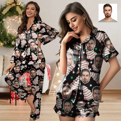 Custom Face Satin High Quality Pajama Set Silky Comfortable Sleepwear Loungewear