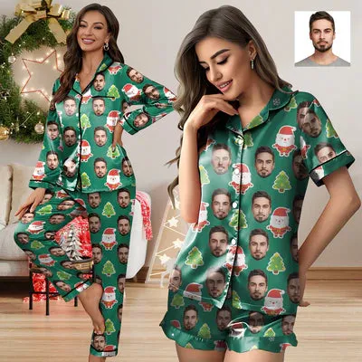 Custom Face Satin High Quality Pajama Set Silky Comfortable Sleepwear Loungewear