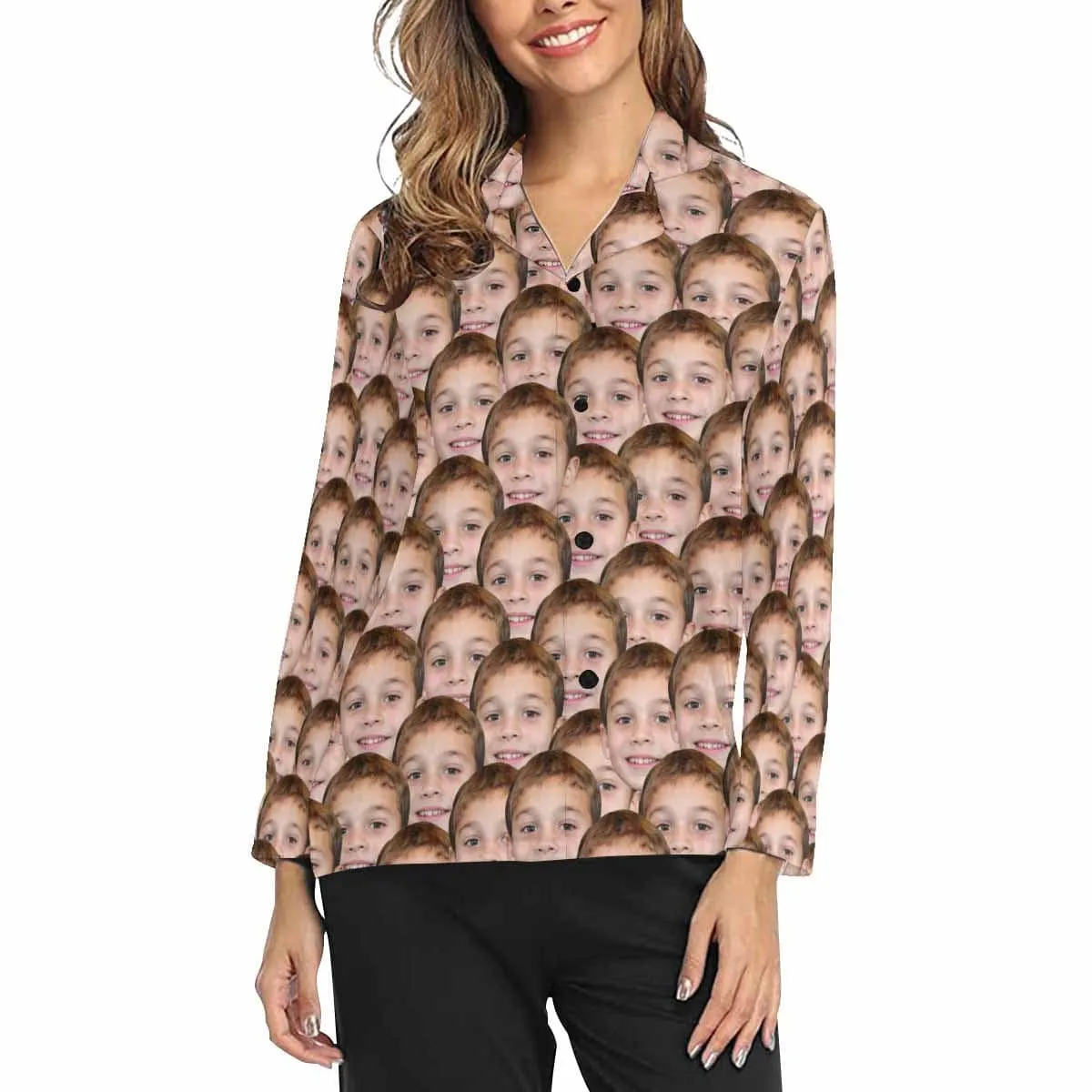 Custom My Baby Face Pajamas Women's Long Pajama Set Personalized Pajama Top&Pajama Bottom