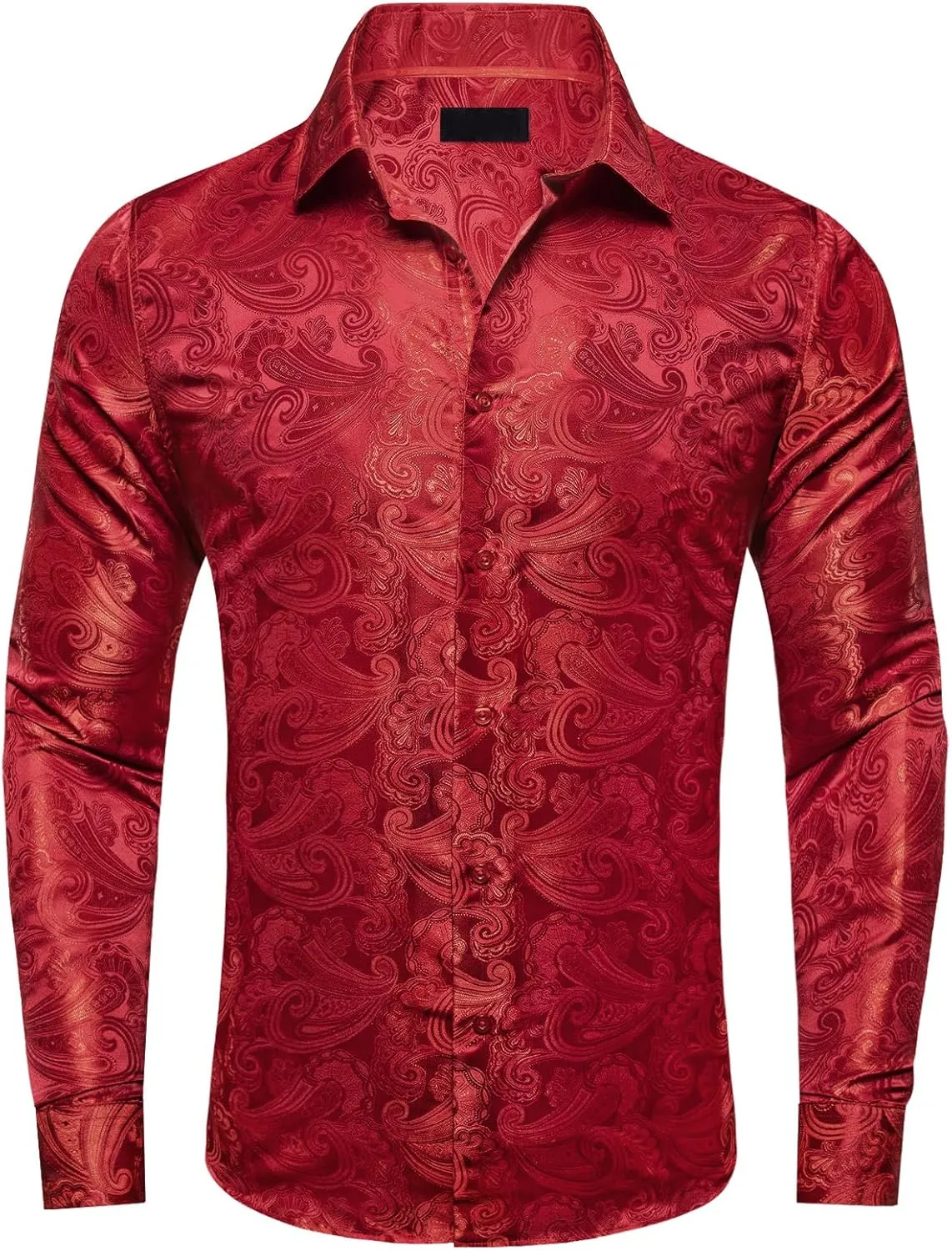 Dubulle Solid Mens Dress Shirt Satin Long Sleeve Business Casual Button Down Shirt with Pocket for Men