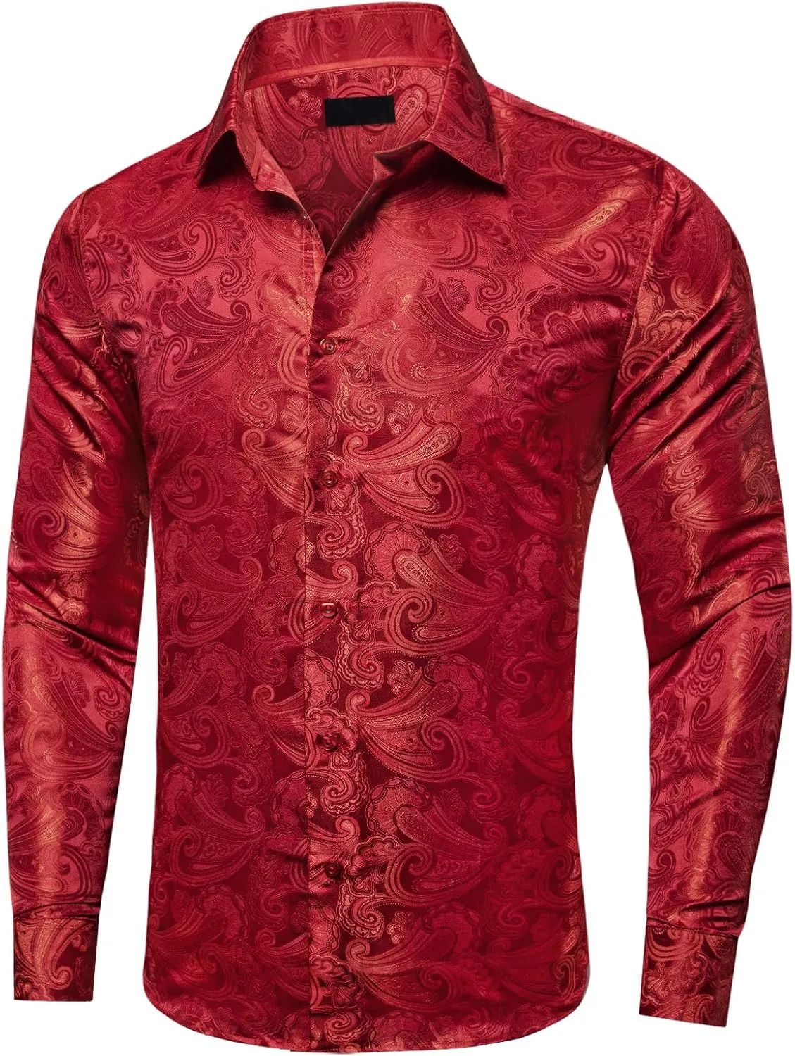 Dubulle Solid Mens Dress Shirt Satin Long Sleeve Business Casual Button Down Shirt with Pocket for Men