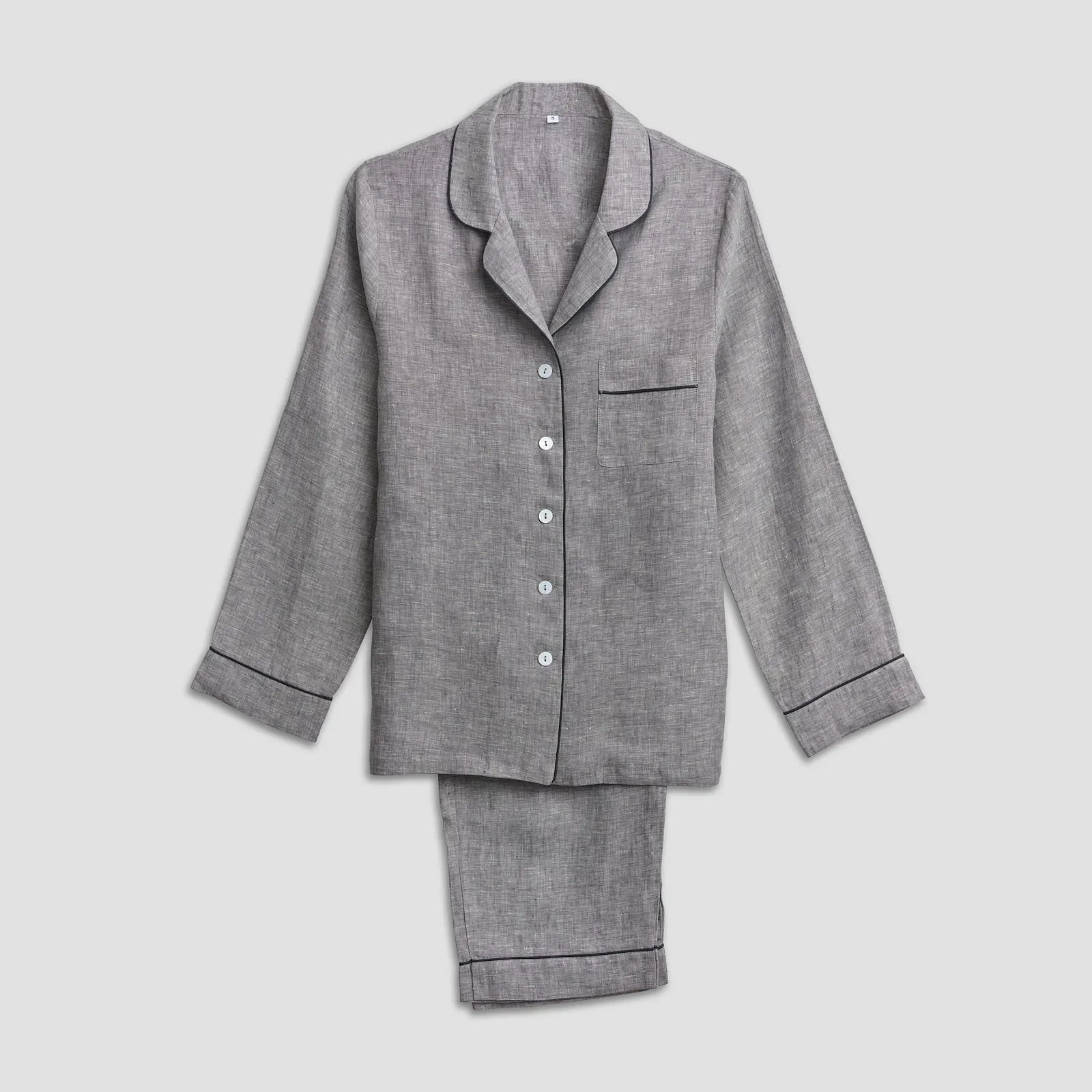 Gray Linen Pajama Pants Set