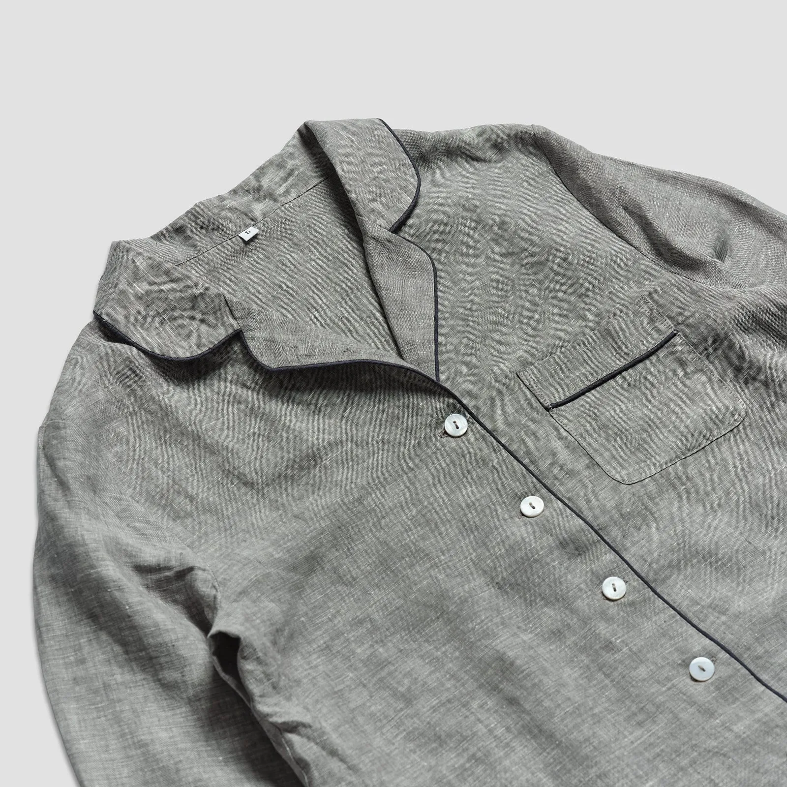 Gray Linen Pajama Pants Set