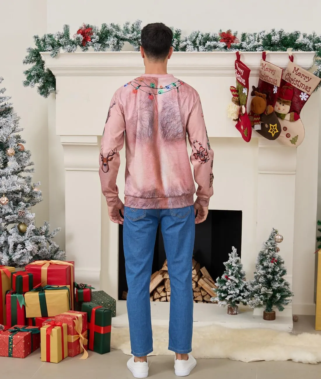 Idgreatim Unisex Ugly Christmas Crewneck Sweatshirt Novelty 3D Graphic Long Sleeve Sweater Shirt