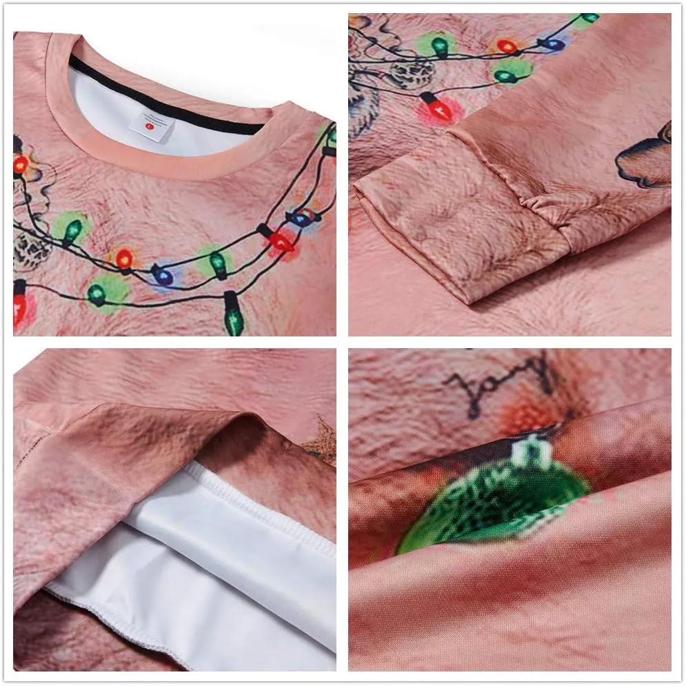 Idgreatim Unisex Ugly Christmas Crewneck Sweatshirt Novelty 3D Graphic Long Sleeve Sweater Shirt