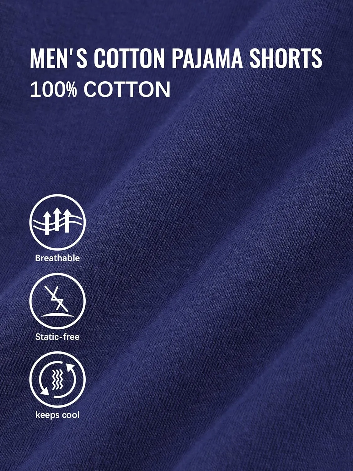 IHU 3 Pack Men's Cotton Pajama Shorts - Soft Sleepwear & Lounge Bottoms with Drawstring & Pockets Sleep Shorts for Men