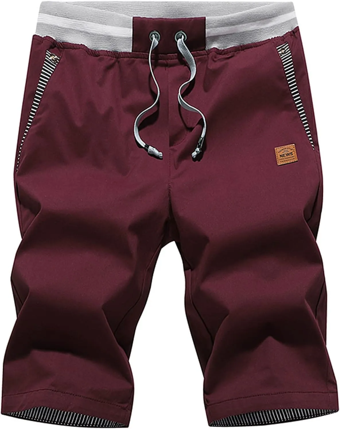 JustSun Mens Shorts Casual Classic Fit Cotton Summer Beach Shorts with Elastic Waist and Pockets