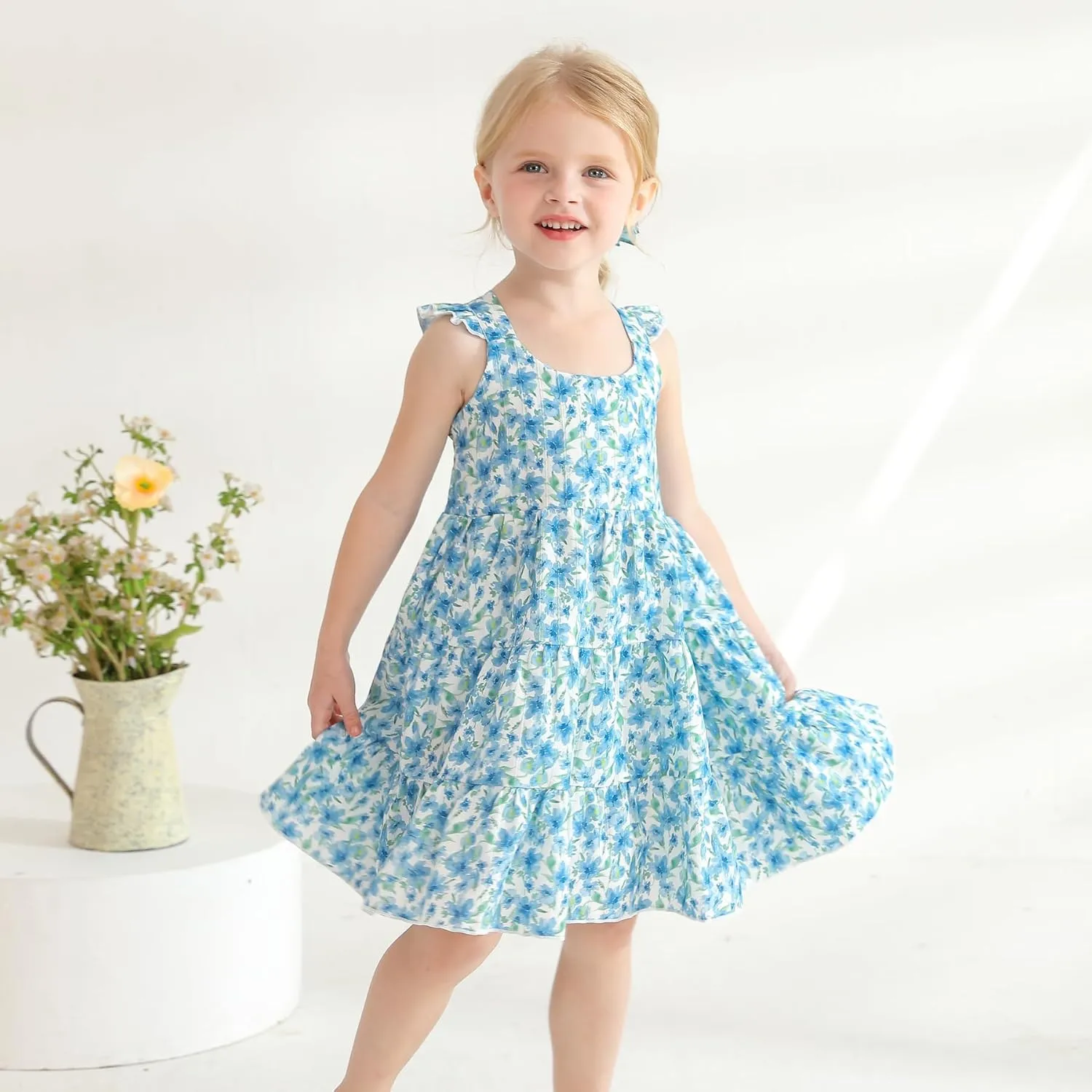 Kids Toddler Baby Girls Rainbow Dress Princess Sleeveless Beach Butterfly Sundress