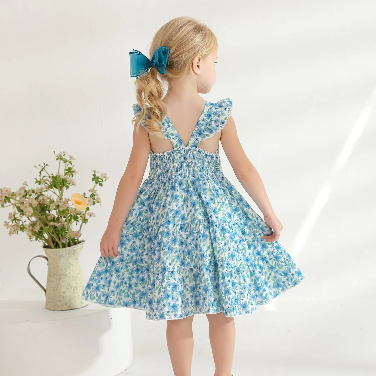 Kids Toddler Baby Girls Rainbow Dress Princess Sleeveless Beach Butterfly Sundress