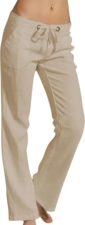Linen Pants Women Straight Leg Low Rise Lounge Lightweight Capri Pants Summer Drawstring Casual Work Pants Trousers