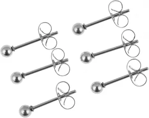 Memsion Stainless Steel Earrings Hypoallergenic Earrings, Ball Stud Silver Stud Earrings Set for Women Men Girls, Nickel Free Earrings
