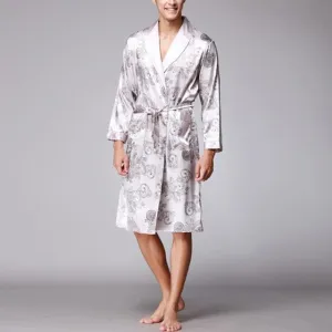 Mens Satin Silk Pajamas Kimono Bathrobe