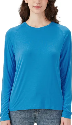 netdraw Women's Ultra Soft Bamboo Viscose Workout T-Shirt Long Sleeve Cooling Lighweight Tops with Thumbholes