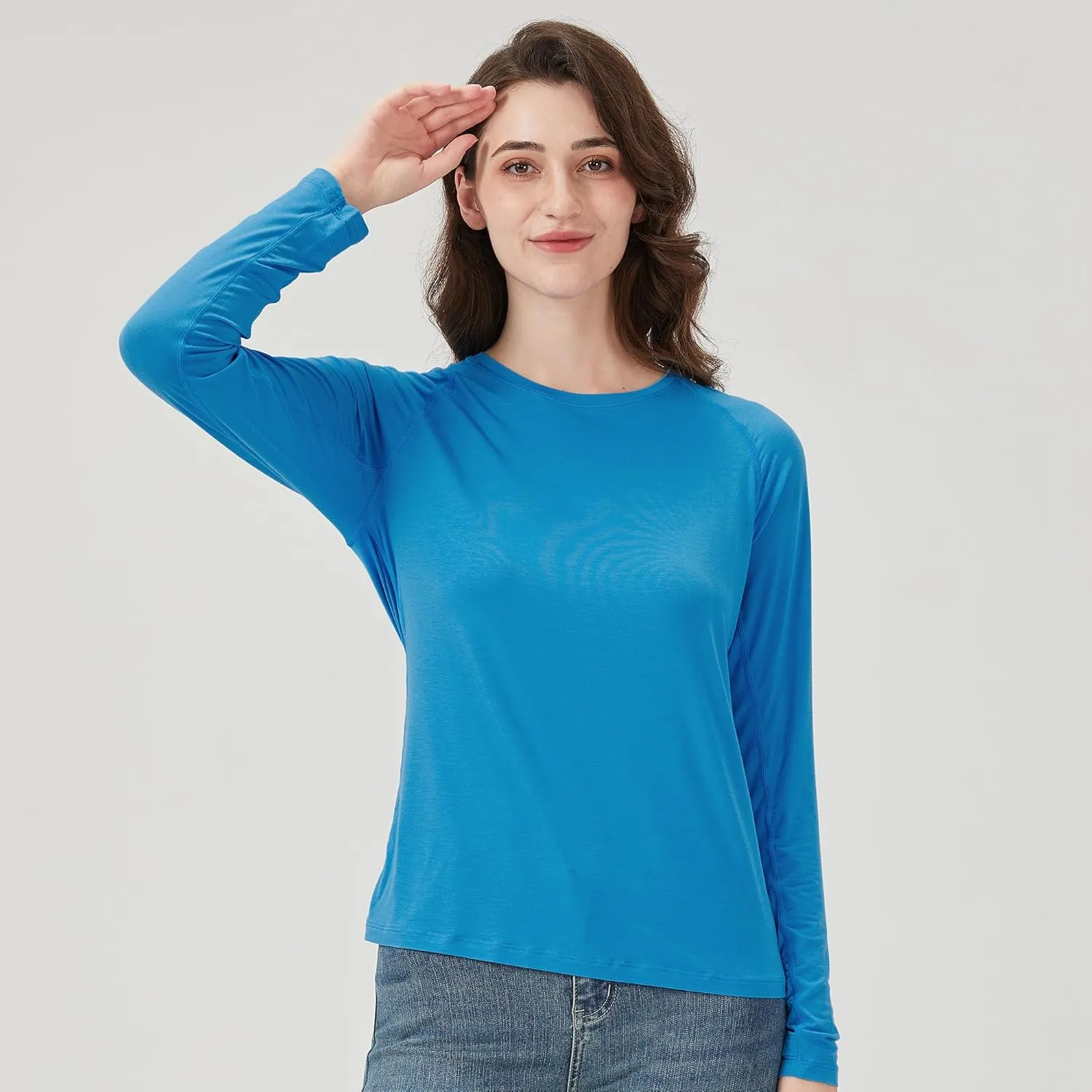 netdraw Women's Ultra Soft Bamboo Viscose Workout T-Shirt Long Sleeve Cooling Lighweight Tops with Thumbholes