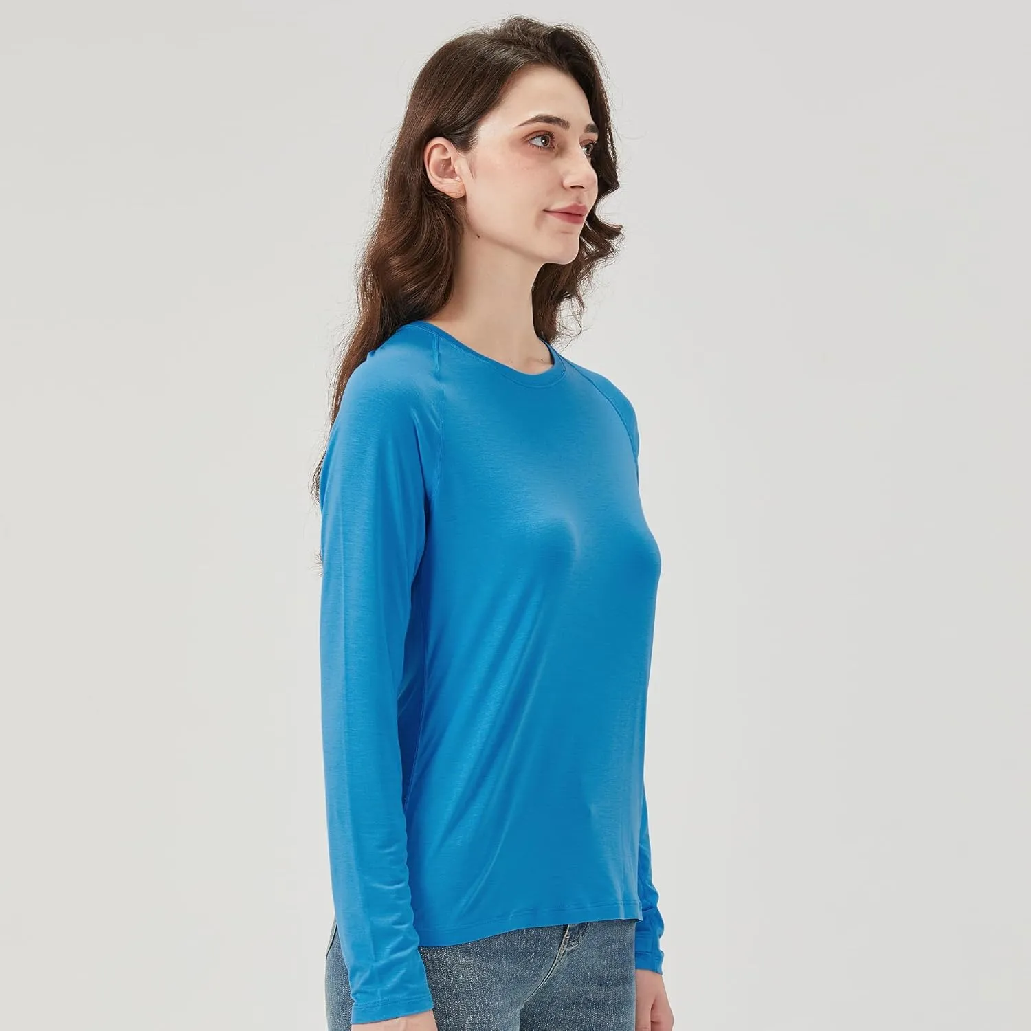 netdraw Women's Ultra Soft Bamboo Viscose Workout T-Shirt Long Sleeve Cooling Lighweight Tops with Thumbholes