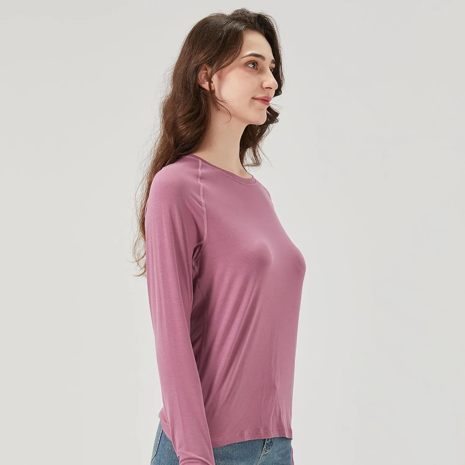 netdraw Women's Ultra Soft Bamboo Viscose Workout T-Shirt Long Sleeve Cooling Lighweight Tops with Thumbholes