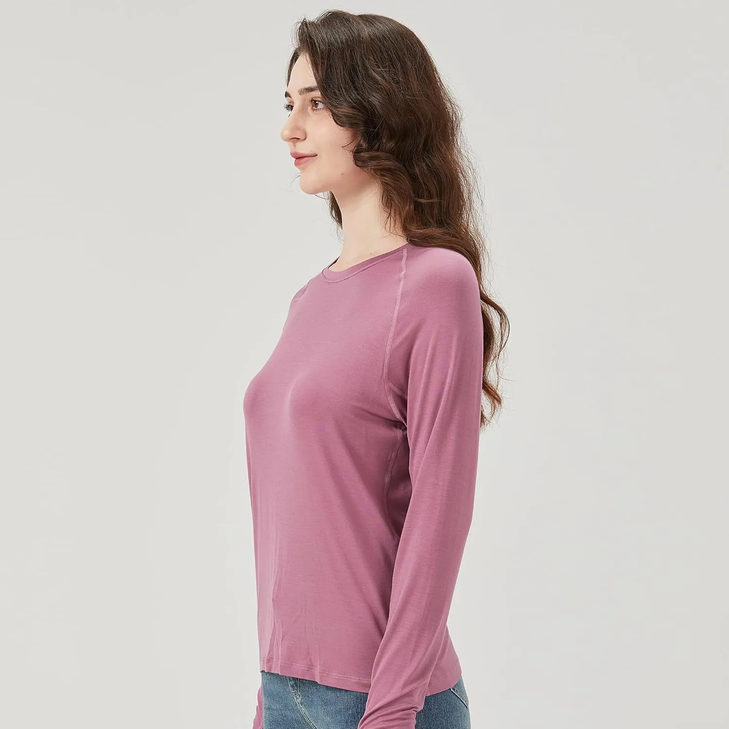 netdraw Women's Ultra Soft Bamboo Viscose Workout T-Shirt Long Sleeve Cooling Lighweight Tops with Thumbholes