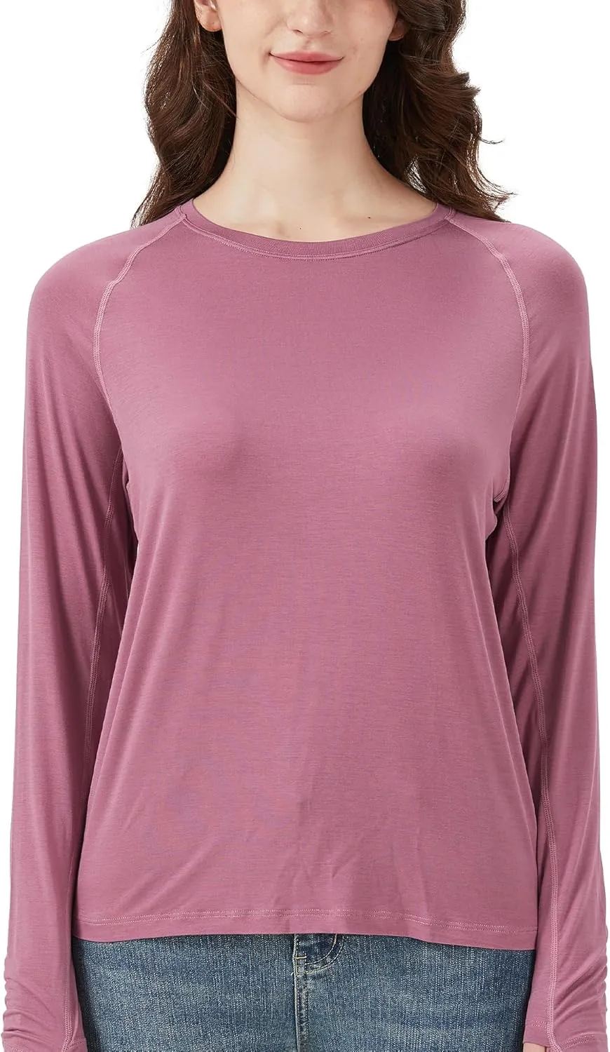 netdraw Women's Ultra Soft Bamboo Viscose Workout T-Shirt Long Sleeve Cooling Lighweight Tops with Thumbholes