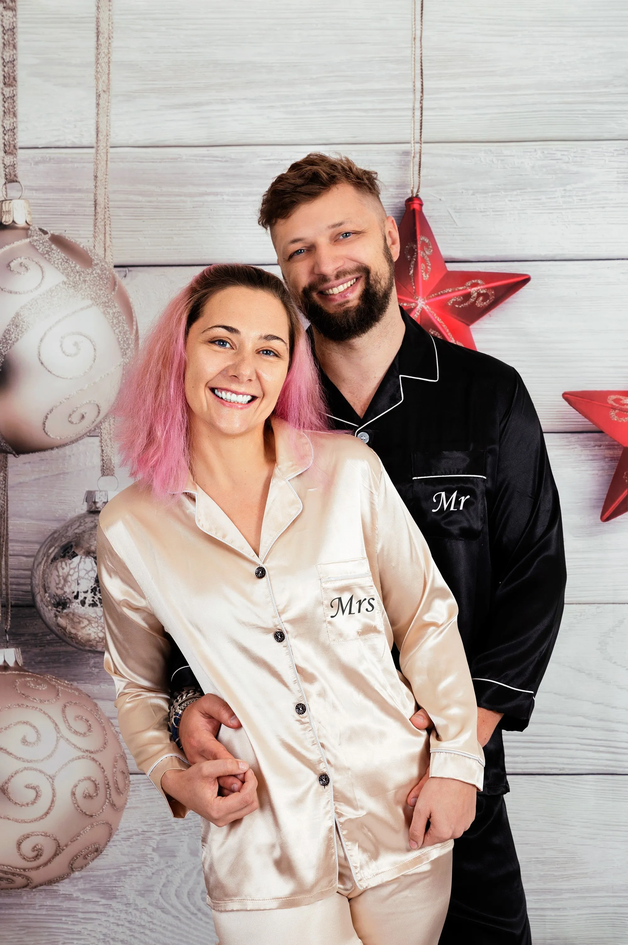 Personalized Christmas Pajamas for Couple- Short   Long