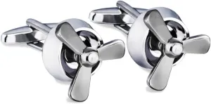 Propeller Cufflinks Set, BagTu Airplane Propeller Set, 2pcs Plane Aircraft Fan Blade Cufflinks with Gift Box and 1pc Greeting Card